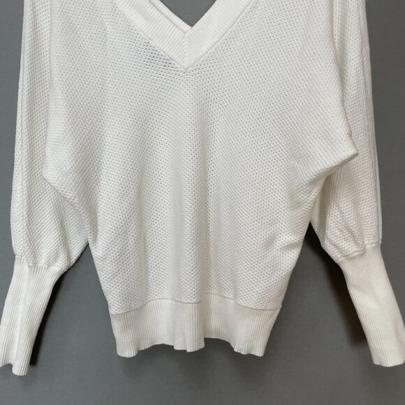 Express Batwing Sweater White Open Knit Women Size Small V-Neck Dolman Slouchy - Picture 7 of 11